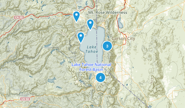 Top 10 Mountain Biking Trails Around Lake Tahoe Map