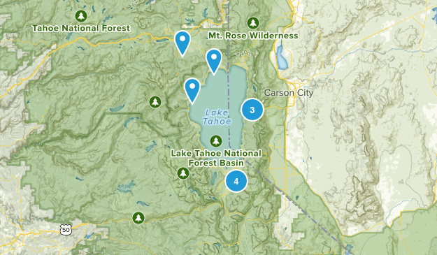 Top 10 Mountain Biking Trails Around Lake Tahoe Map