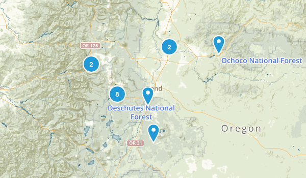 oregon hikes Map
