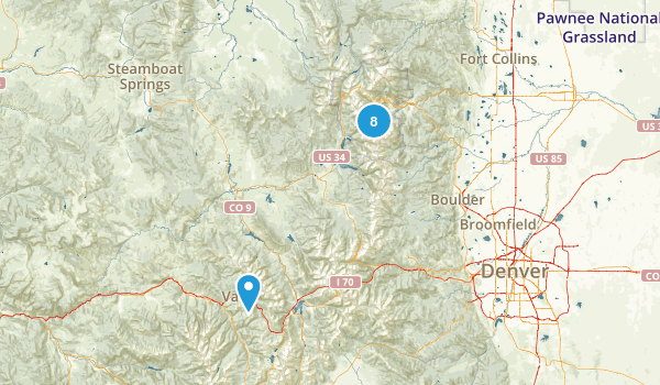 Colorado Waterfall Hikes Map