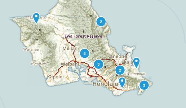 O'ahu hikes Map