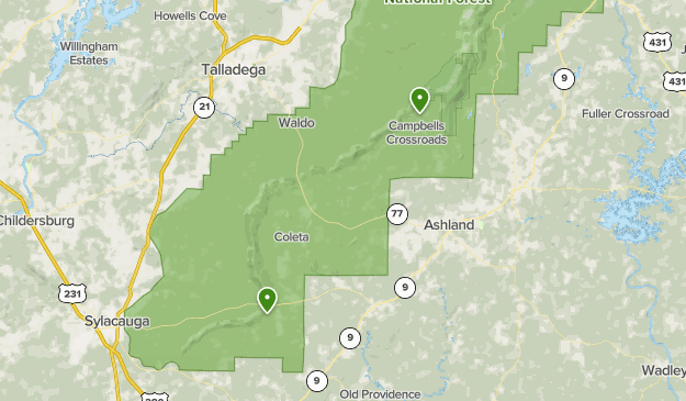 Talladega National Forest Map Talladega 600-1 And 2 | List | Alltrails