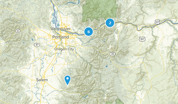 oregon hikes Map