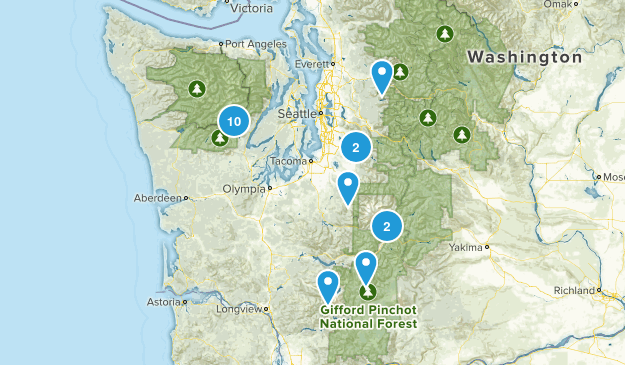 Day Hikes within 2 hours Map