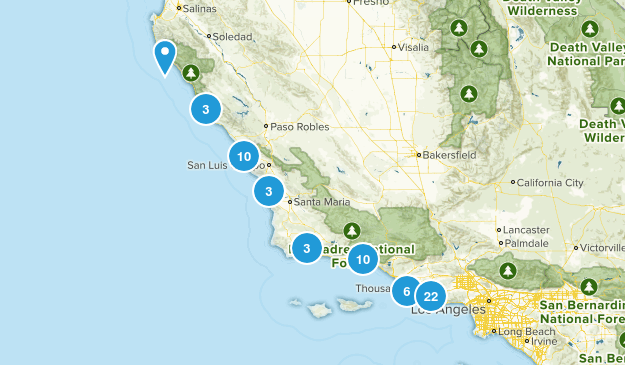 SoCal Beach & Near Coastal Hikes Map