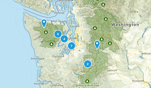 Linda's Washington Completed Hikes Map