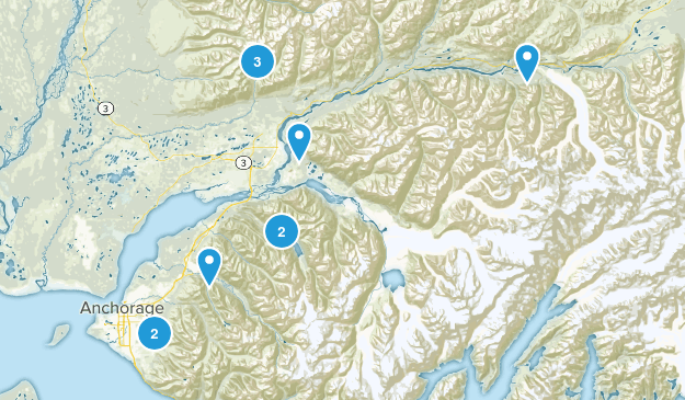 moderate/hard hikes Map