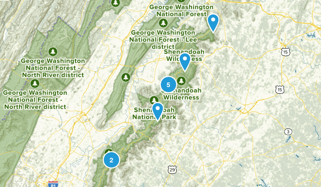 Shenandoah Hikes Map