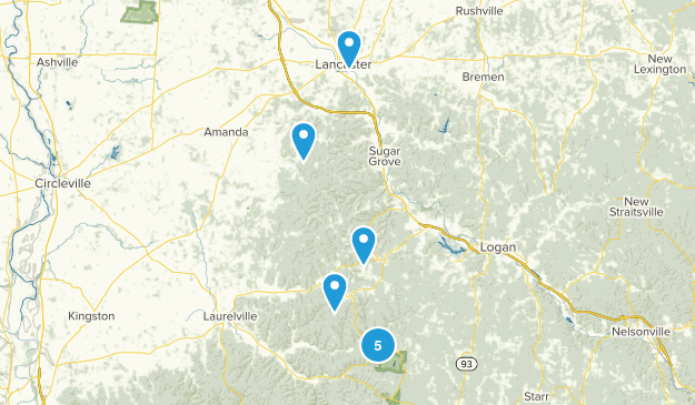 Lancaster, OH Hiking Trails Map