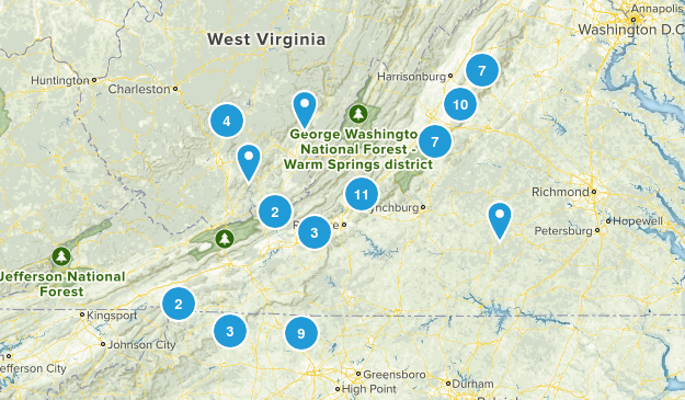 Hikes to do in Virginia Map