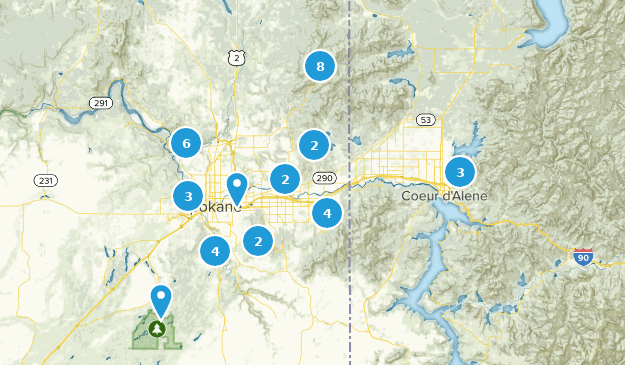 Local Spokane Hikes Map