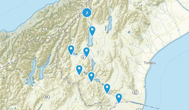 Alps to Ocean Bike Trail, New Zealand Map