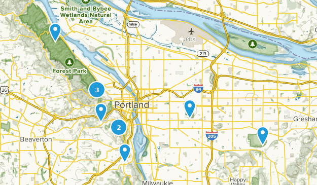Popular Portland Trail Running Destinations Map
