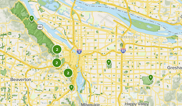 Popular Portland Trail Running Destinations Map
