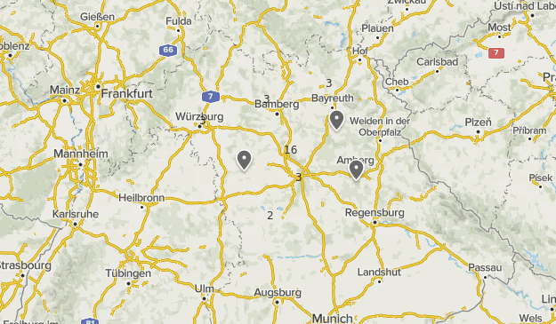 Vegan wandern in Franken Map