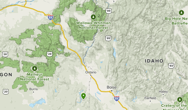 Map of trails along the Idaho-Oregon border