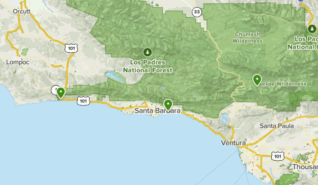 Santa Barbara Trail Guide - Hot Springs Trailhead Map