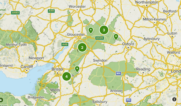 Map Of Cotswolds Area Cotswolds | List | Alltrails