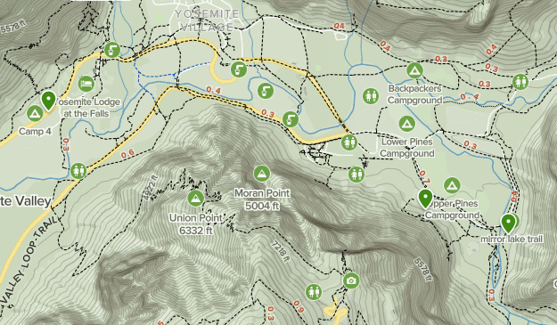 Yosemite hikes Map