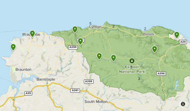 Map Of Exmoor And Surrounding Areas Exmoor | List | Alltrails