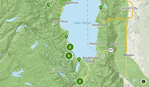 Map Of Tahoe Area Tahoe Area | List | Alltrails