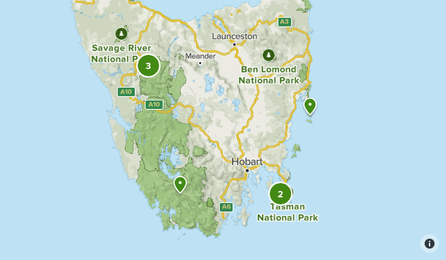 Tasmania hikes Map