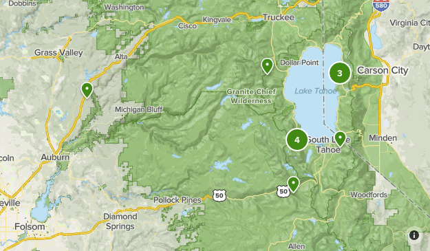 Map Of Lake Tahoe Area Lake Tahoe Area | List | Alltrails