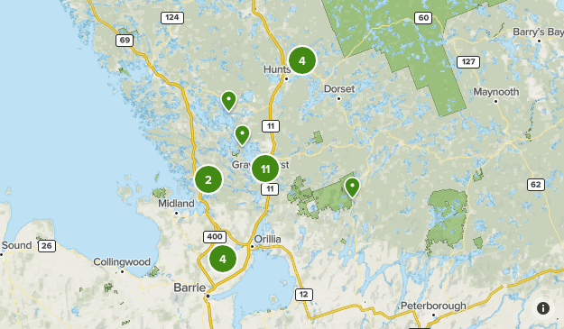 Map Of Gravenhurst Area Gravenhurst Area | List | Alltrails