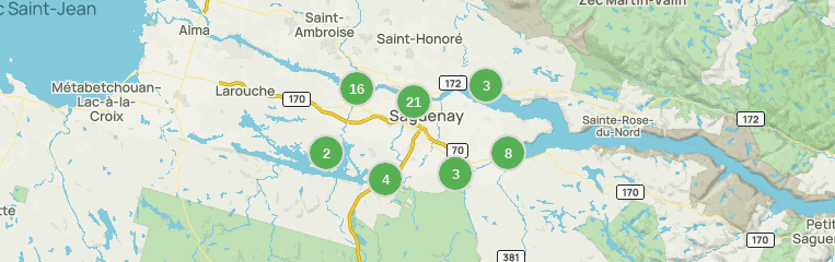 Map of trails in Saguenay, Quebec