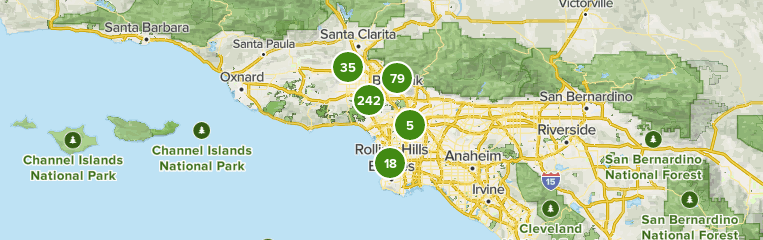 Map of trails in Los Angeles, California