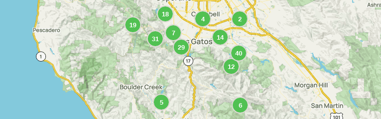 Map of trails in Los Gatos, California