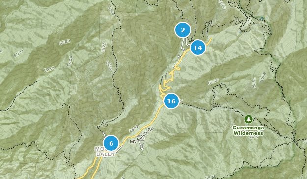 Mt Baldy, Californie Map