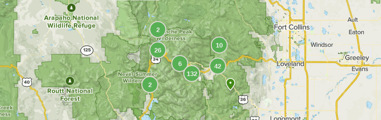Map of trails in Estes Park, Colorado
