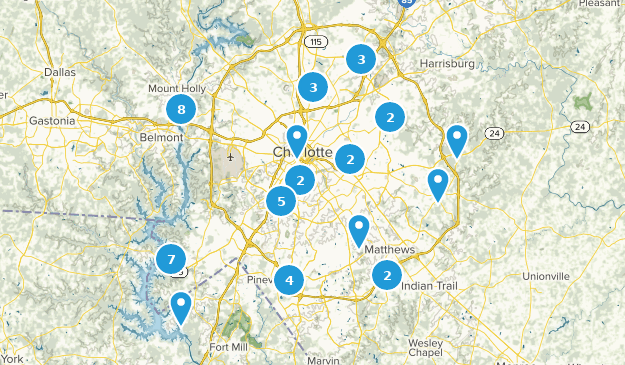 Charlotte, Carolina del Norte Map