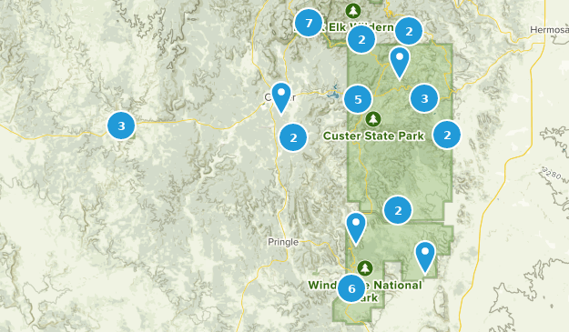 Custer, Dakota du Sud Map