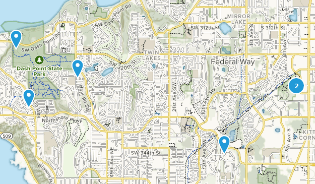 Federal Way, État de Washington Map