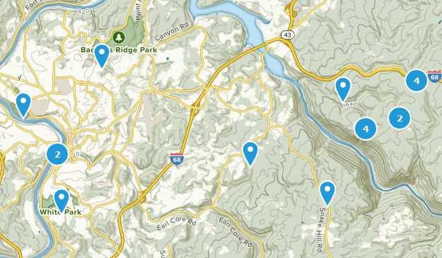 Morgantown, Virginie-Occidentale Map