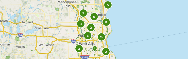 Map of trails in Milwaukee, Wisconsin