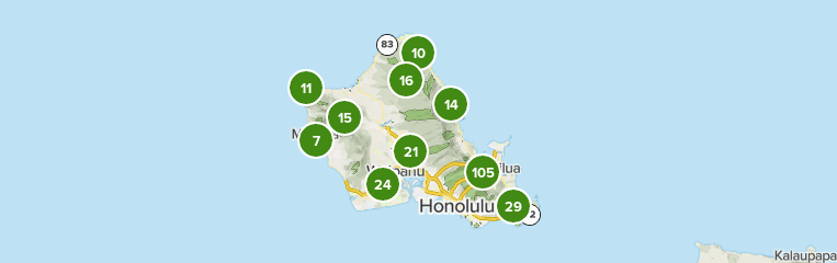 Map of trails in Oahu, Hawaii