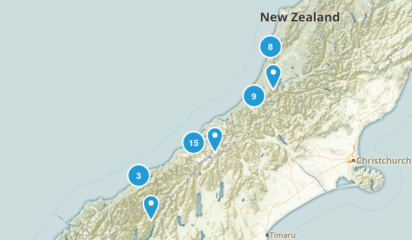 West Coast Region, New Zealand Map