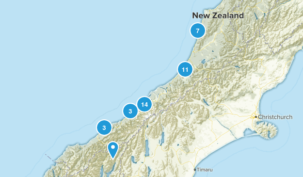 West Coast Region, New Zealand Map
