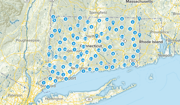 Best Cities In Connecticut Alltrails Connecticut Cities Map