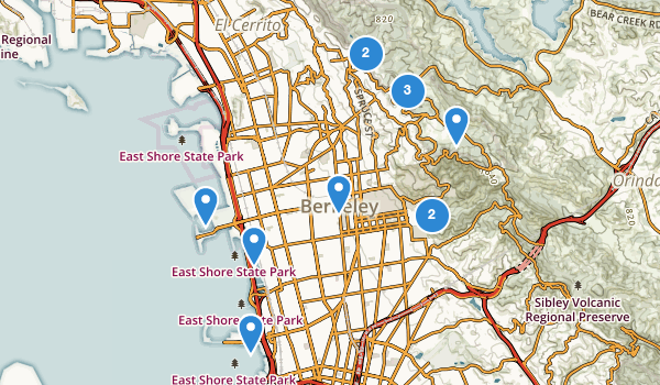 trail locations for Berkeley, California