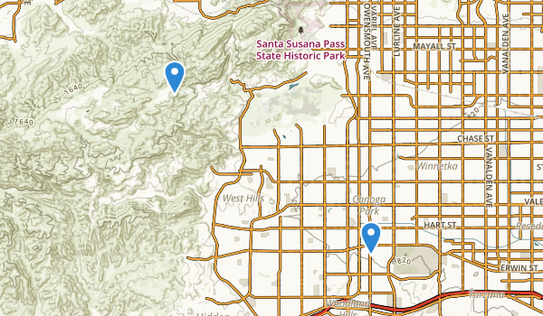 trail locations for Canoga Park, California