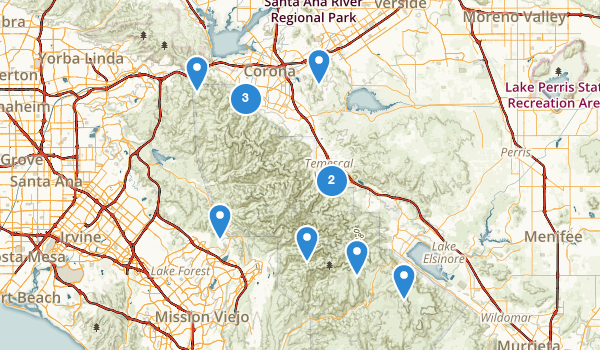 trail locations for Corona, California