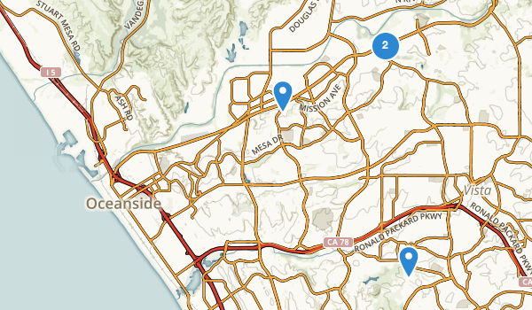 trail locations for Oceanside, California