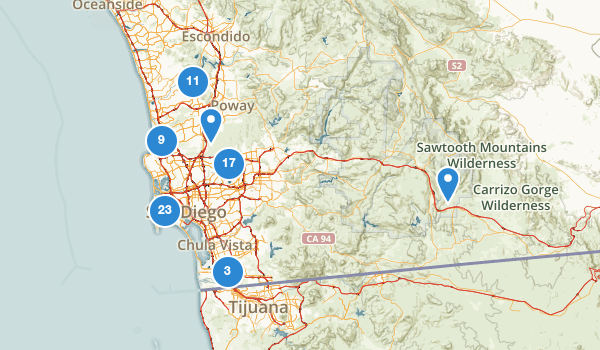 trail locations for San Diego, California