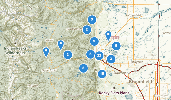 trail locations for Boulder, Colorado