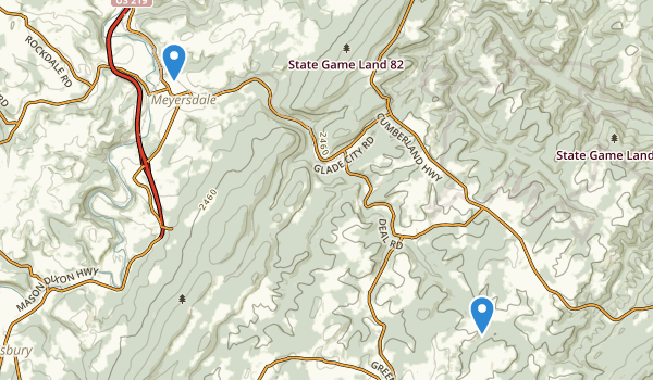 trail locations for Meyersdale, Pennsylvania